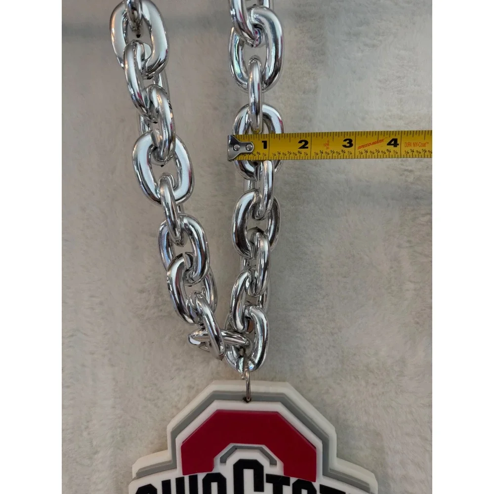 Ohio State Buckeyes Oversized‎ Turnover Chain Silver Link Necklace Game Day Fan